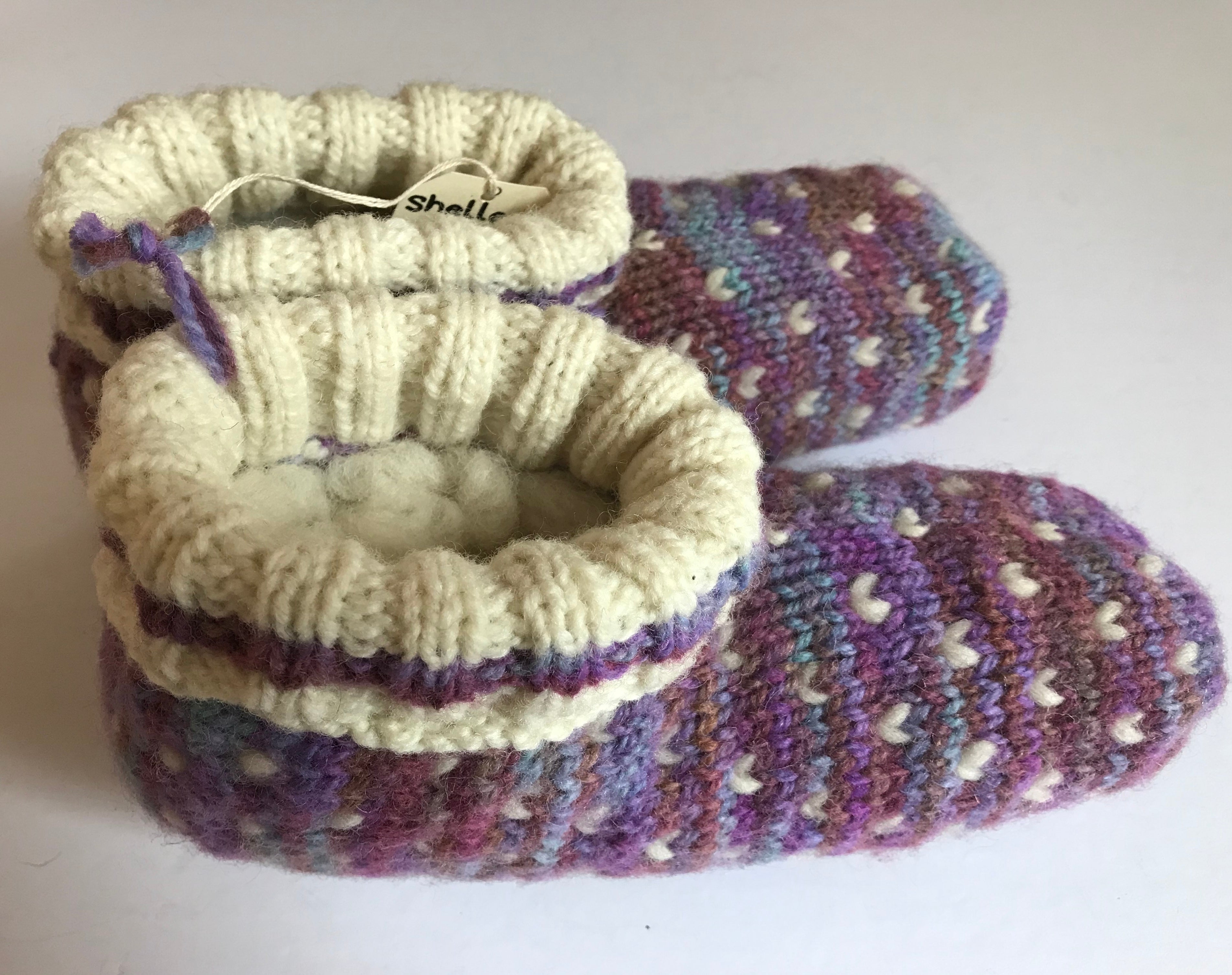 Thrummed Slippers Hand Dyed Yarn Ladies: 6.5-9.5