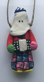 Load image into Gallery viewer, Hanging Polymer Clay Mummer Holding an Object
