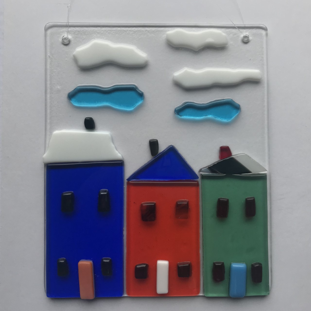 Row House Fused Glass Window or Wall Hanging