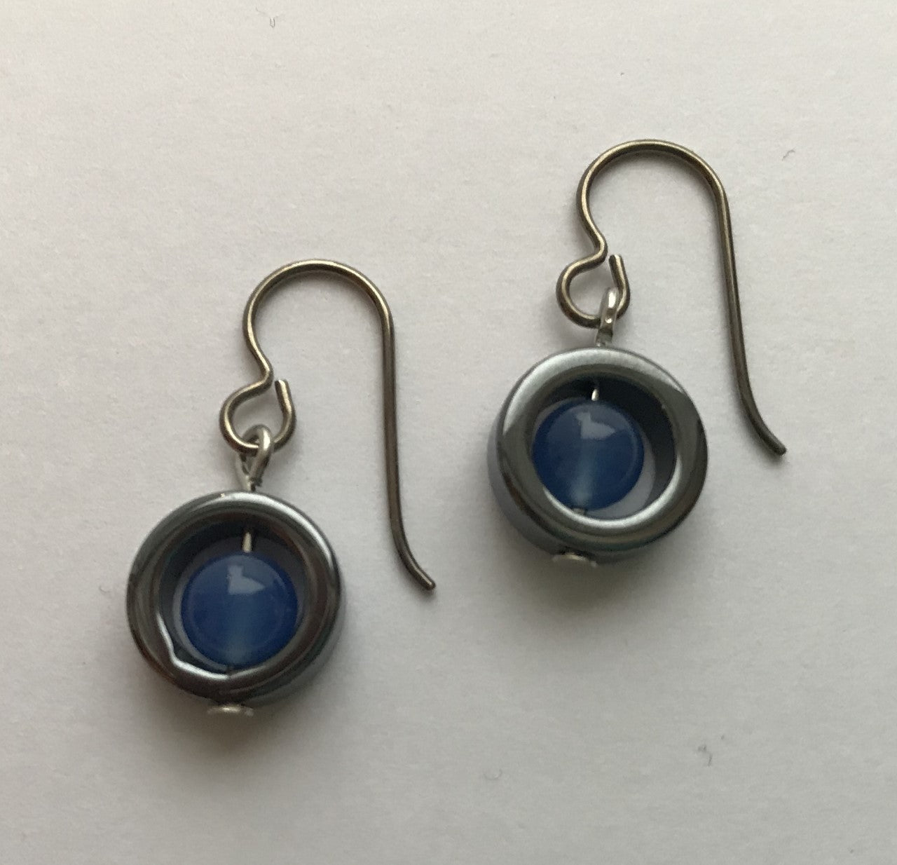 Hematite Drop Circle Earrings