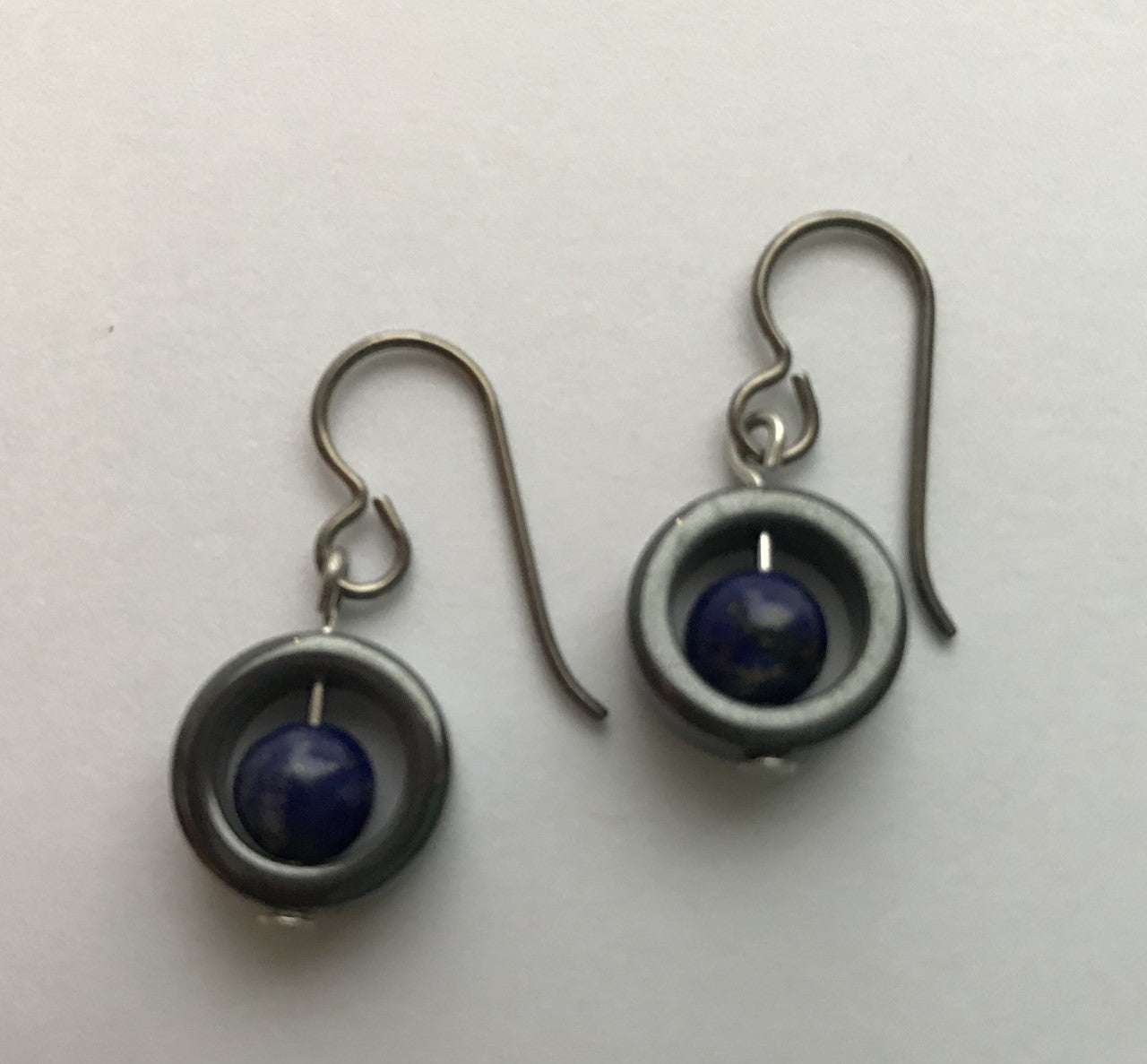 Hematite Drop Circle Earrings
