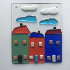 Row House Fused Glass Window or Wall Hanging