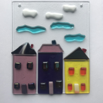 Load image into Gallery viewer, Row House Fused Glass Window or Wall Hanging
